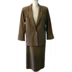 Adolph Schuman For Lilli Ann Suit Womens Vintage Ultra Suede Elastic Sides Tan